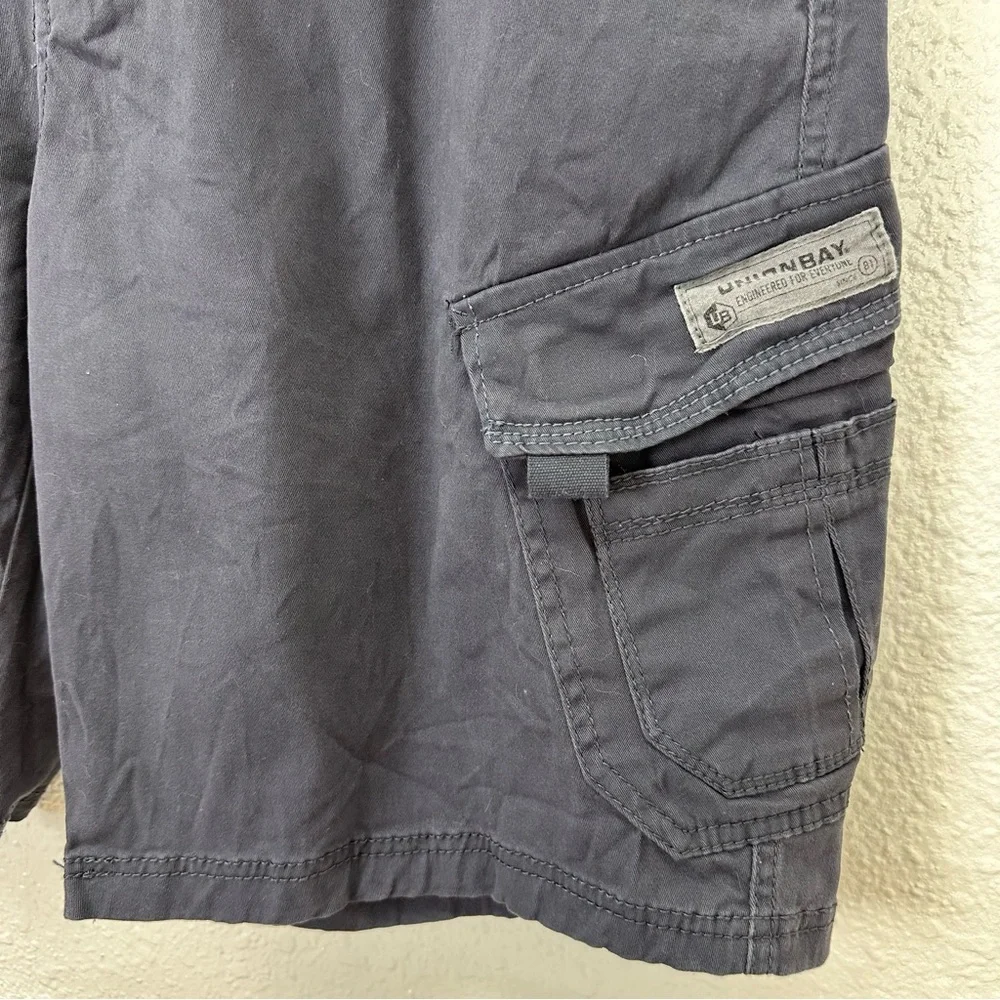 UNION BAY UB Cargo Shorts Men 38 Y2K Blue Gray Chunky Skate Cargo Bermuda hiking